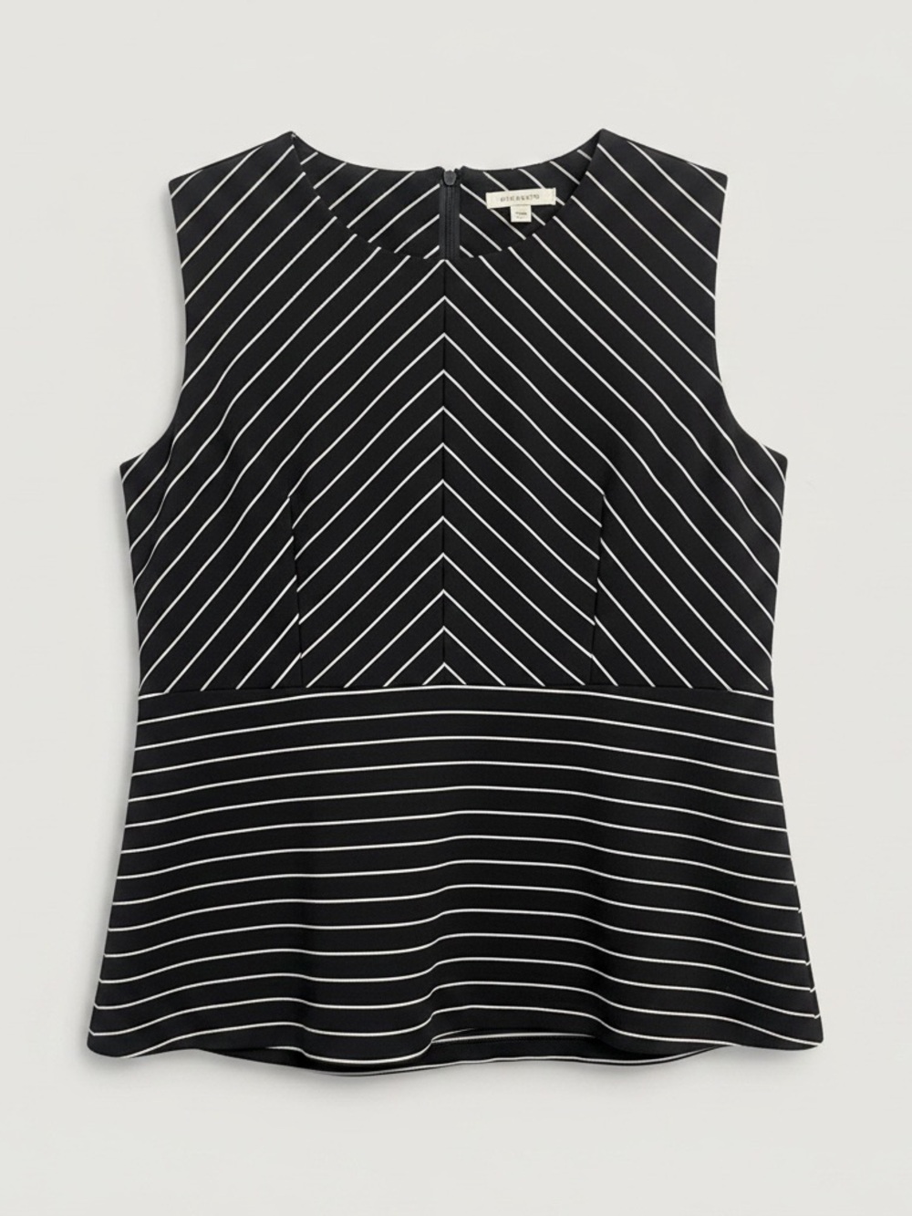 Ann Taylor Black and White Striped Peplum Tank